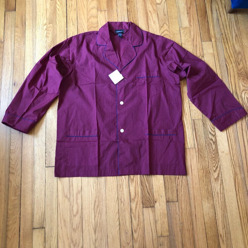 Christian Dior Vintage NWT Men’s Burgundy Maroon Monsieur Pajama Top Size XL